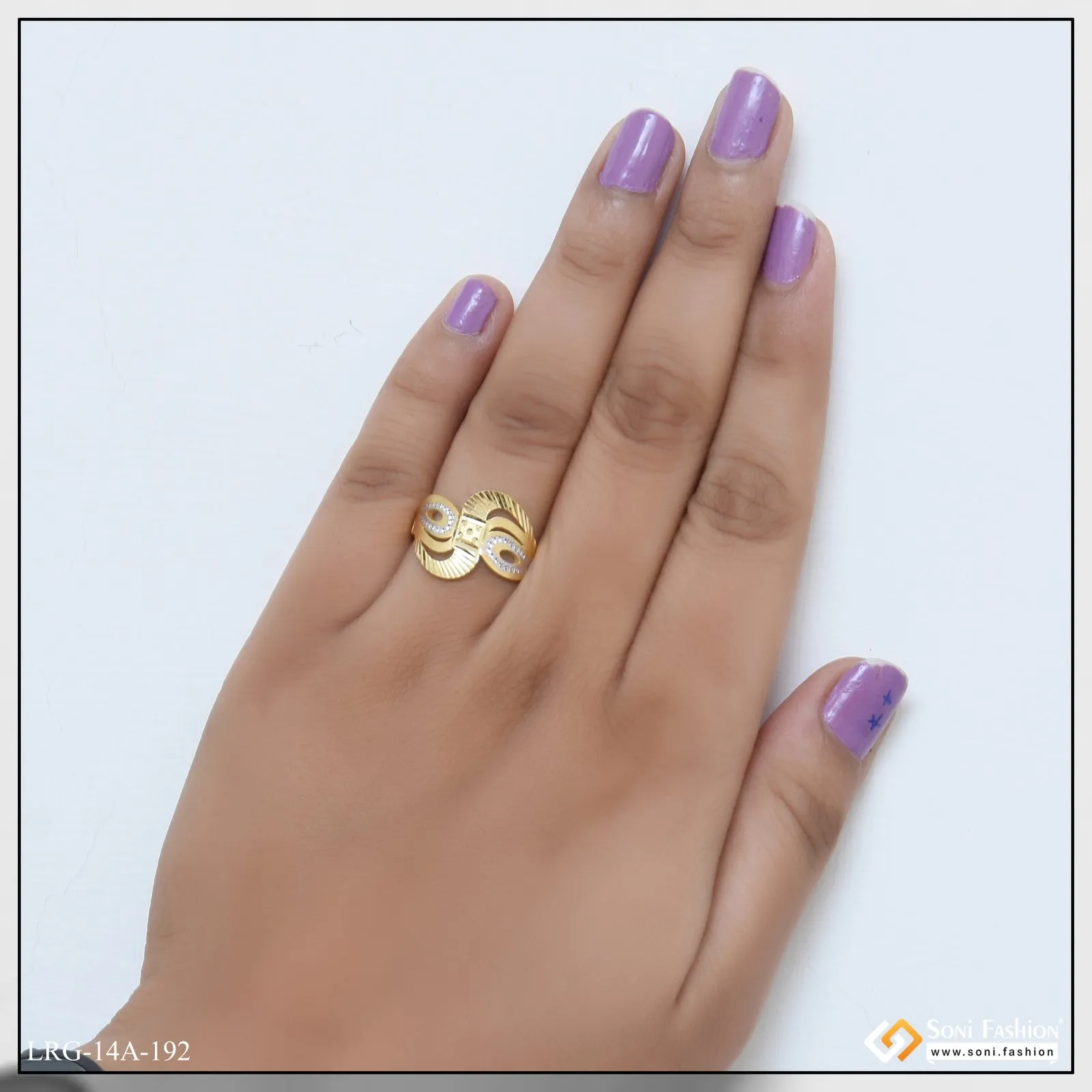 1 Gram Gold Plated Hand-Crafted Design Gold Plated Ring for Ladies - Style A192
