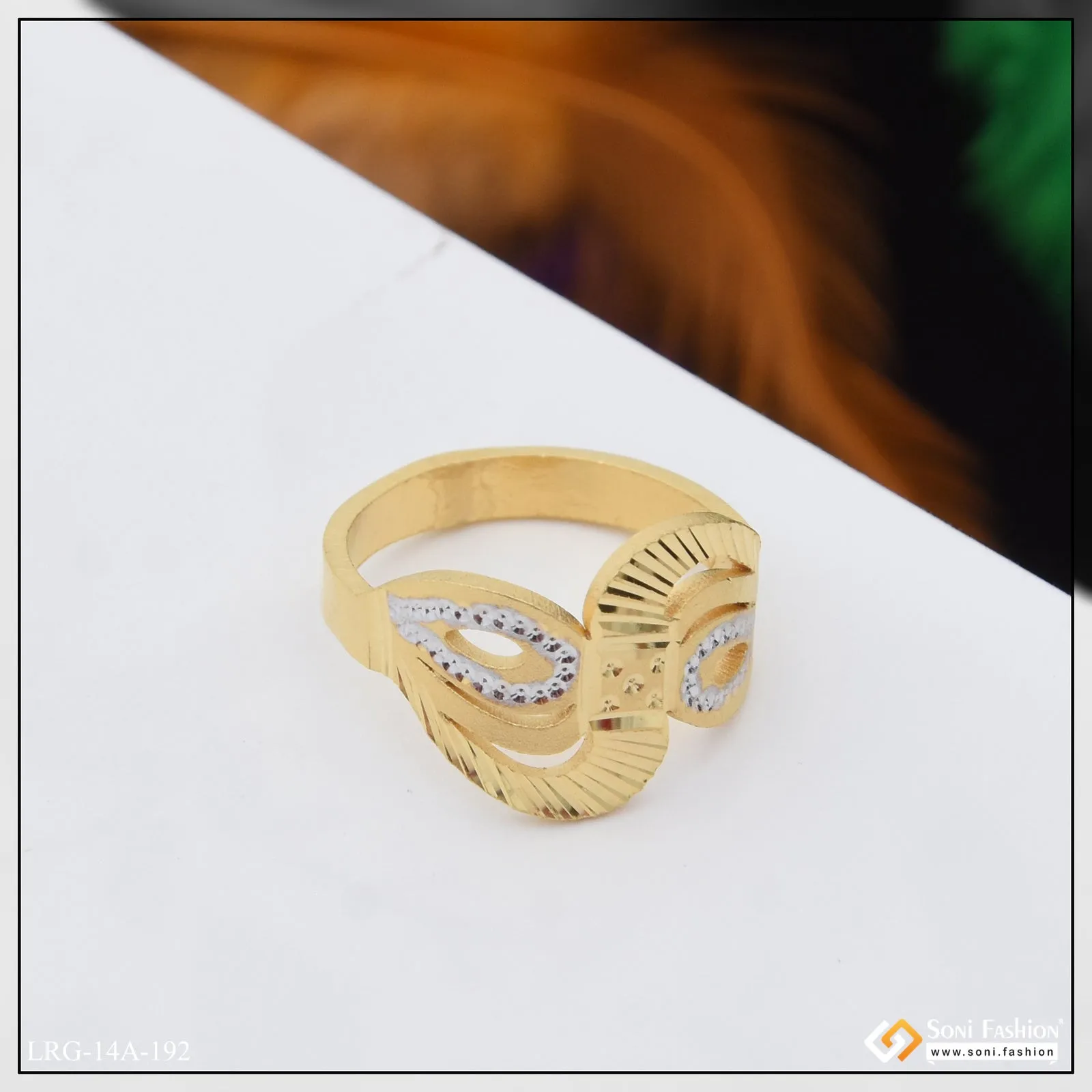 1 Gram Gold Plated Hand-Crafted Design Gold Plated Ring for Ladies - Style A192