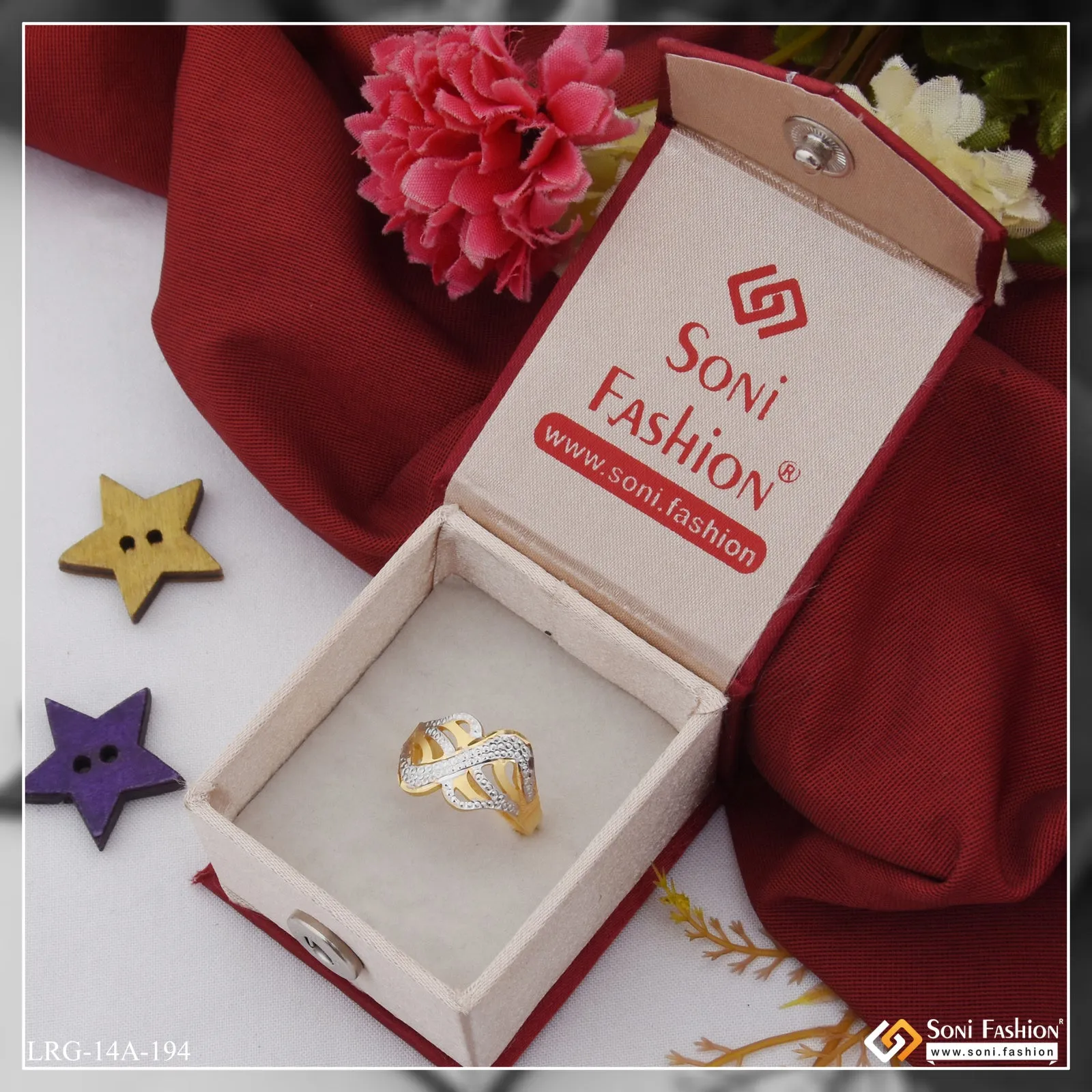 1 Gram Gold Plated High-Class Design Gold Plated Ring for Ladies - Style A194