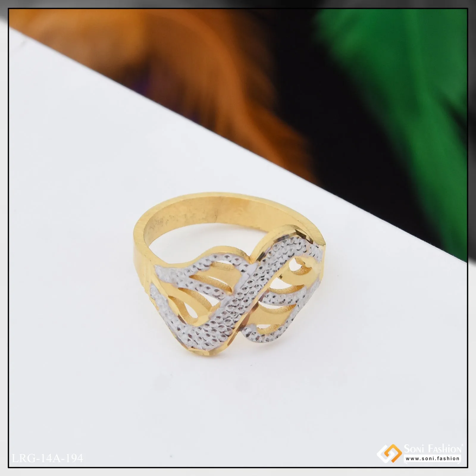 1 Gram Gold Plated High-Class Design Gold Plated Ring for Ladies - Style A194