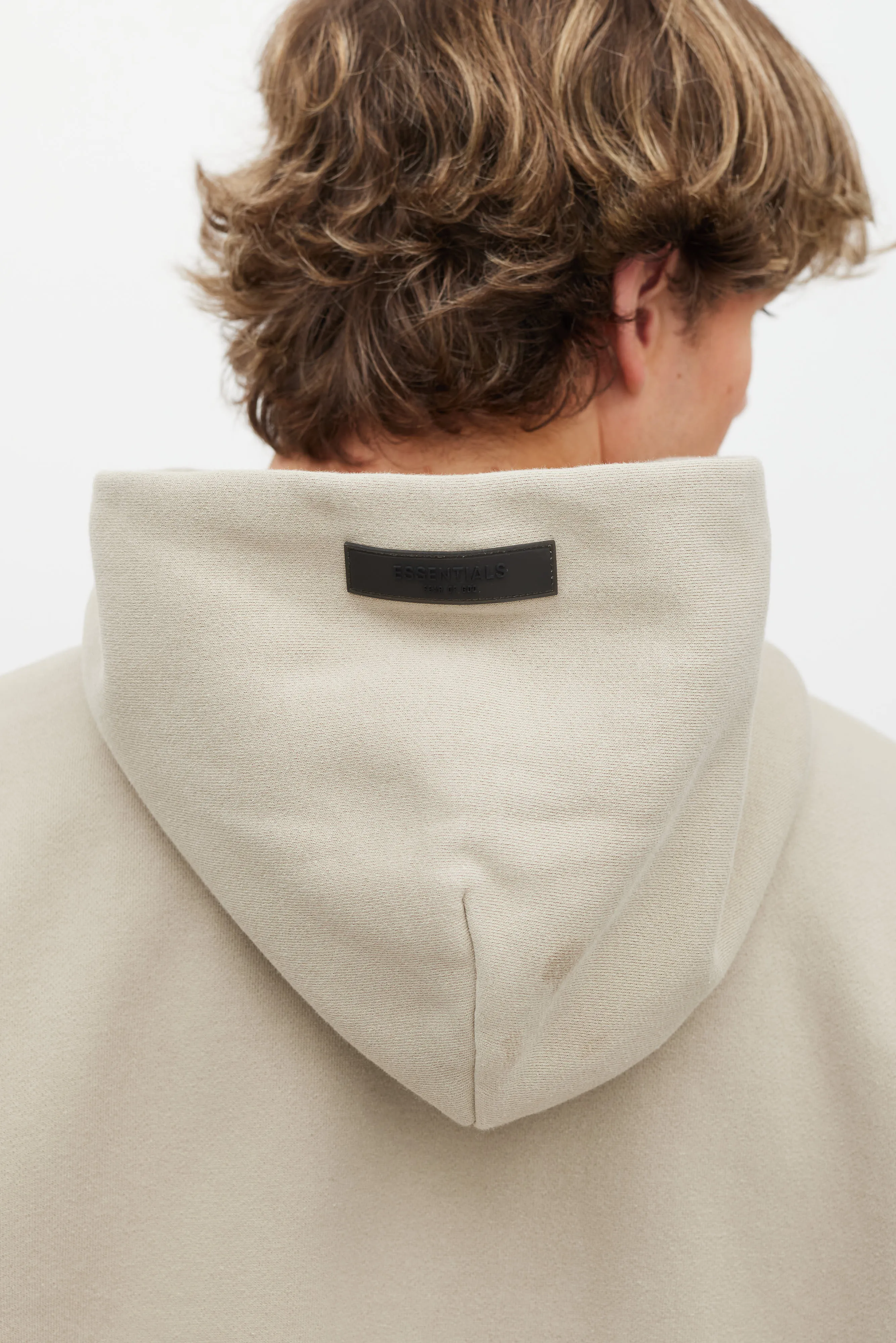Beige Logo Front Hoodie