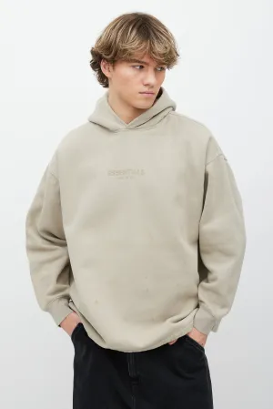 Beige Logo Front Hoodie