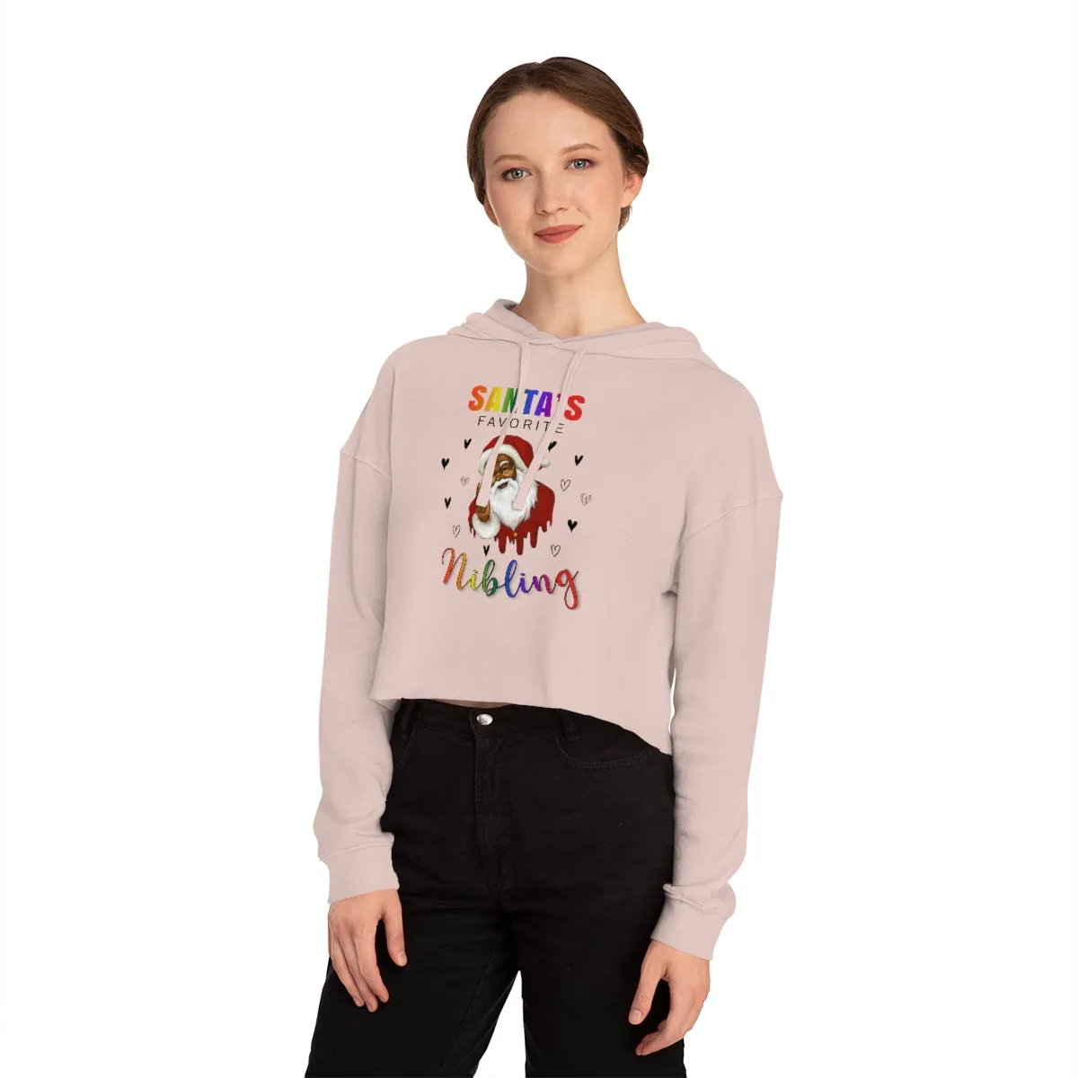 Christmas LGBTQ Women’s Cropped Hooded Sweatshirt - Santa’s Favorite Nibling
