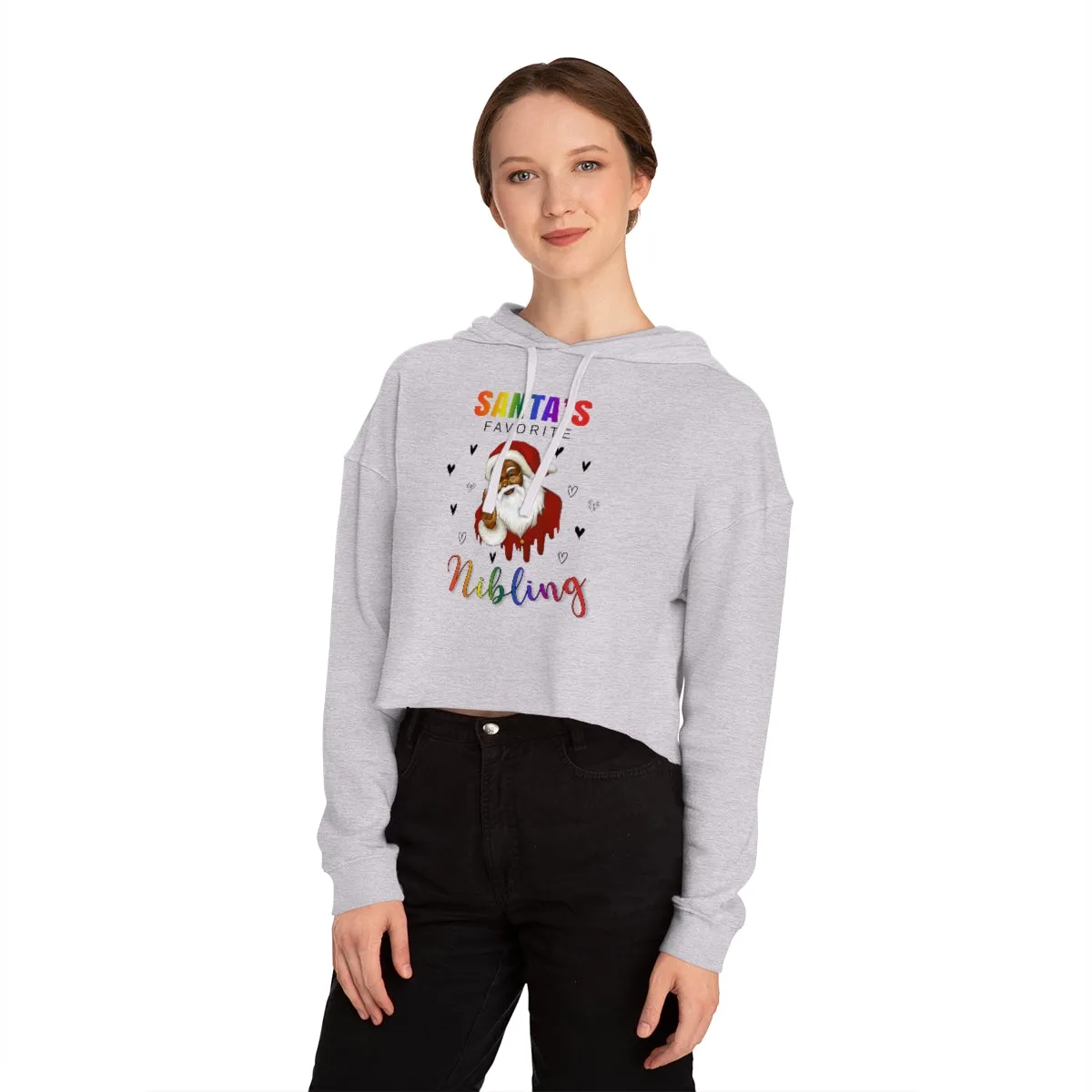 Christmas LGBTQ Women’s Cropped Hooded Sweatshirt - Santa’s Favorite Nibling