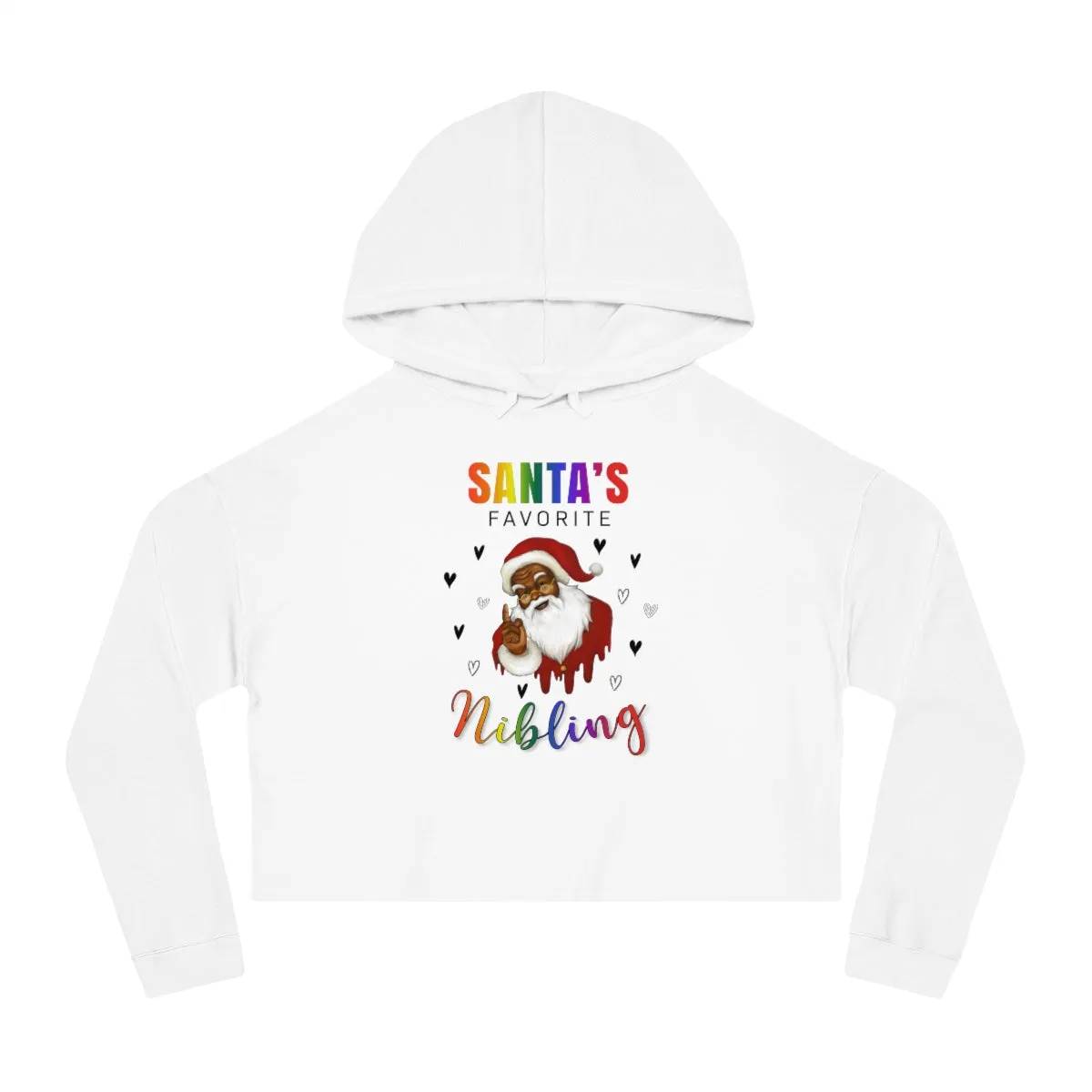 Christmas LGBTQ Women’s Cropped Hooded Sweatshirt - Santa’s Favorite Nibling