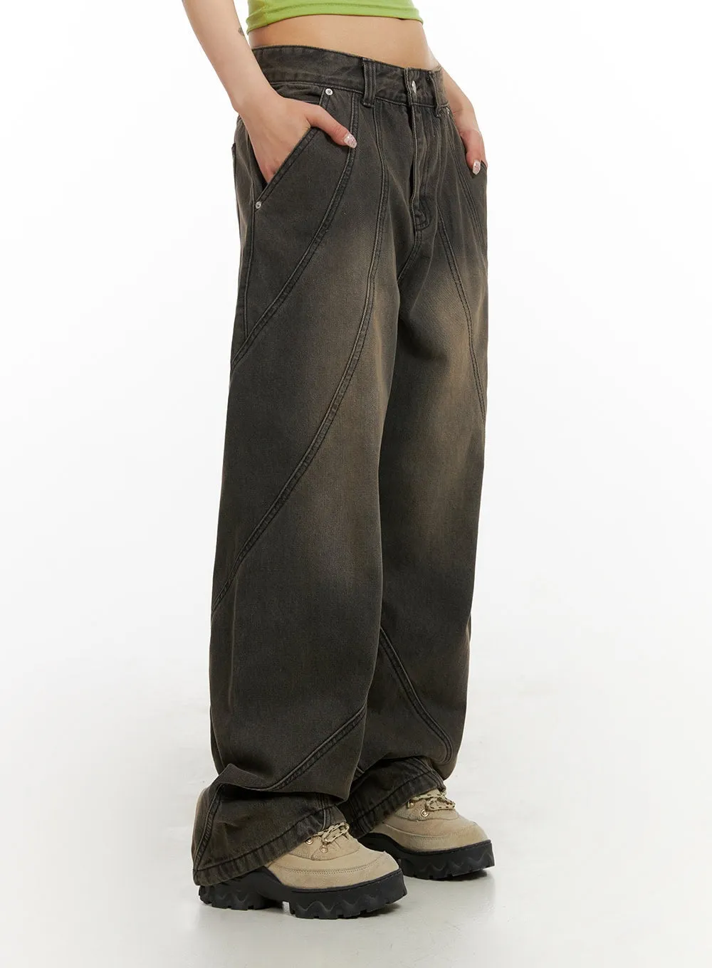Denim Washed Baggy Jeans IY410