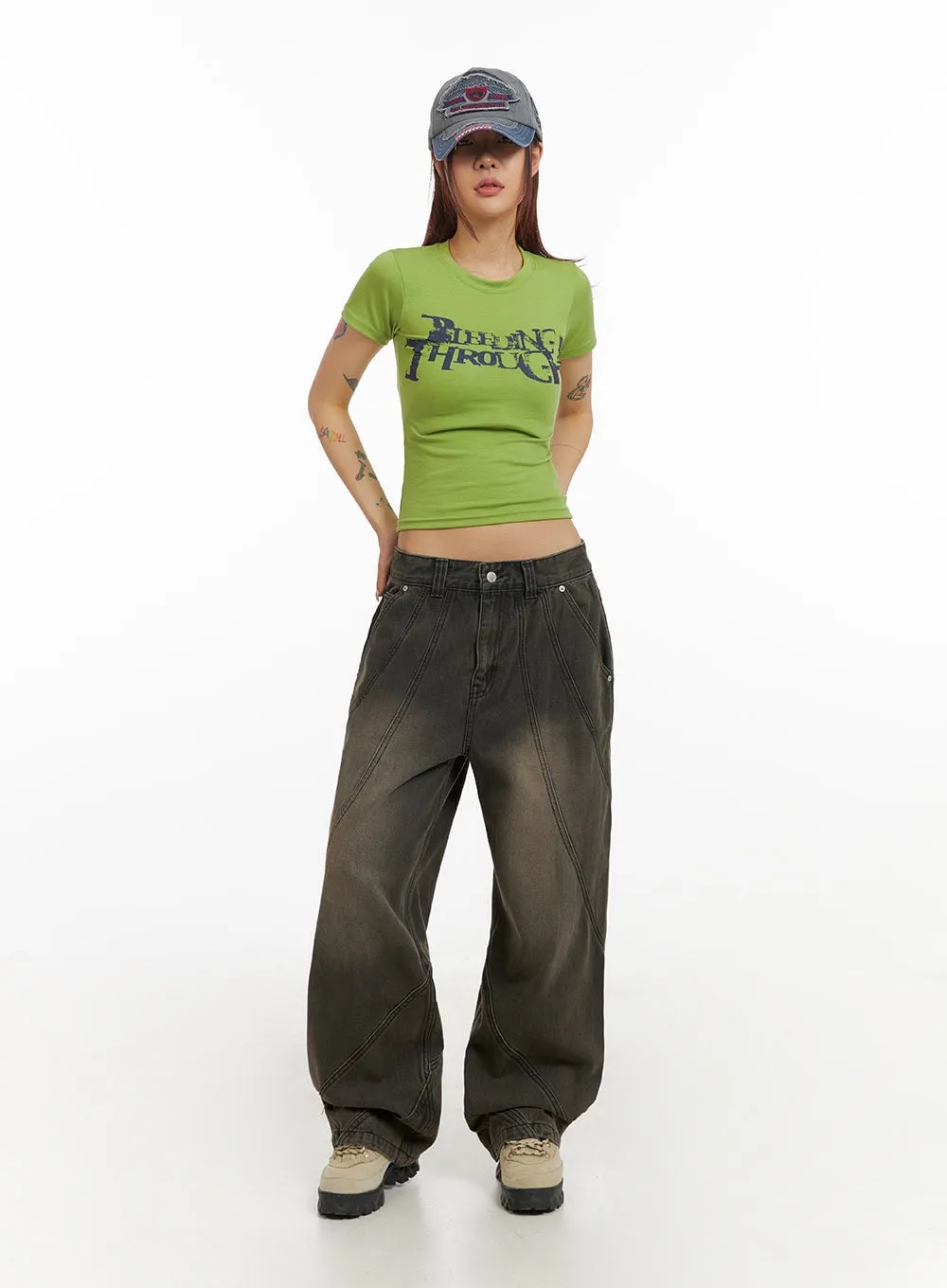 Denim Washed Baggy Jeans IY410