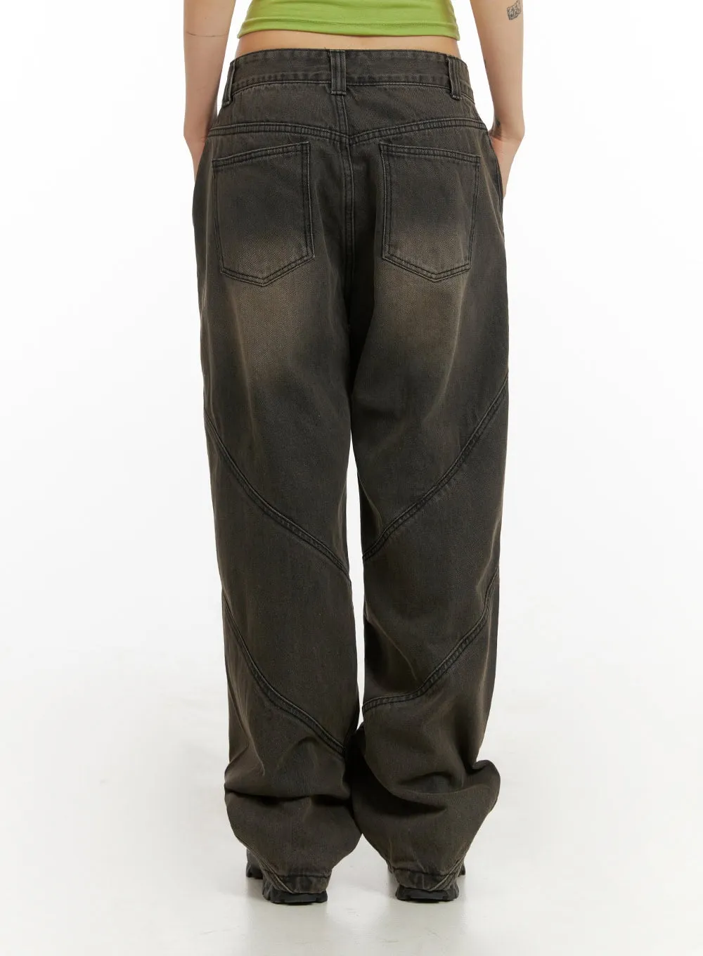 Denim Washed Baggy Jeans IY410