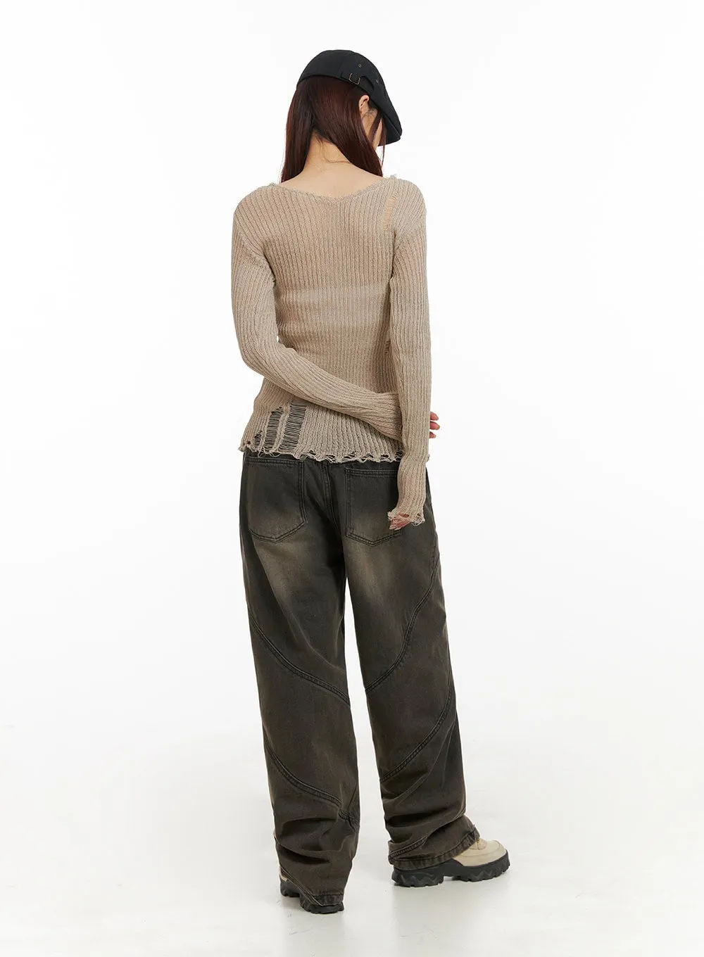 Denim Washed Baggy Jeans IY410