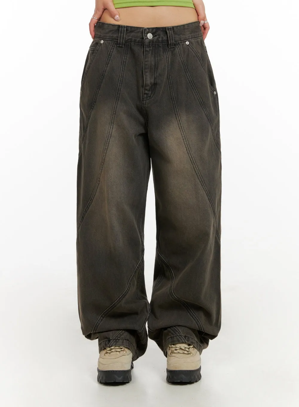Denim Washed Baggy Jeans IY410