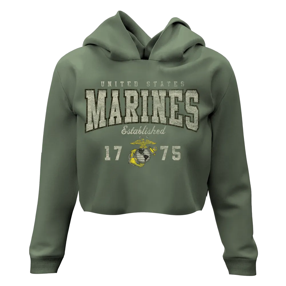 ESTABLISHED LADIES USMC CROP HOODIE