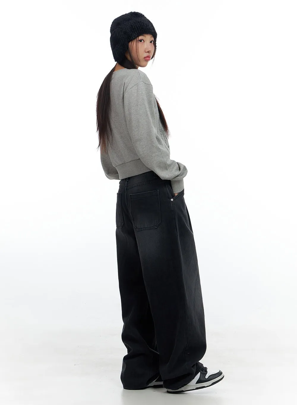 Harlow Pintuck Washed Baggy Jeans CS424