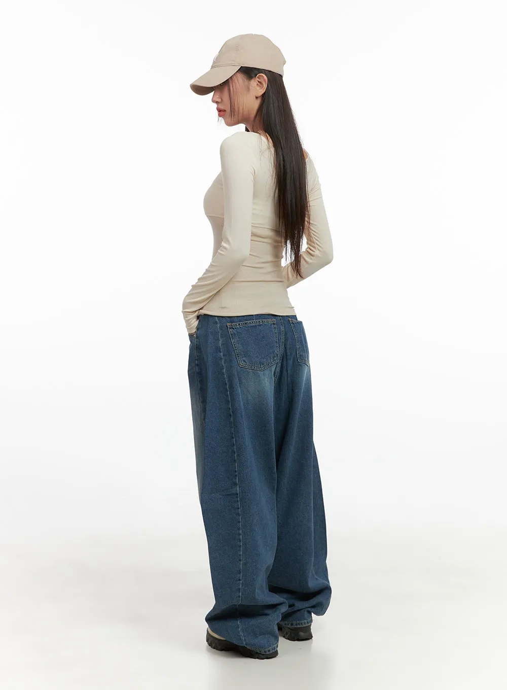Lacey Washed Denim Baggy Jeans CO404