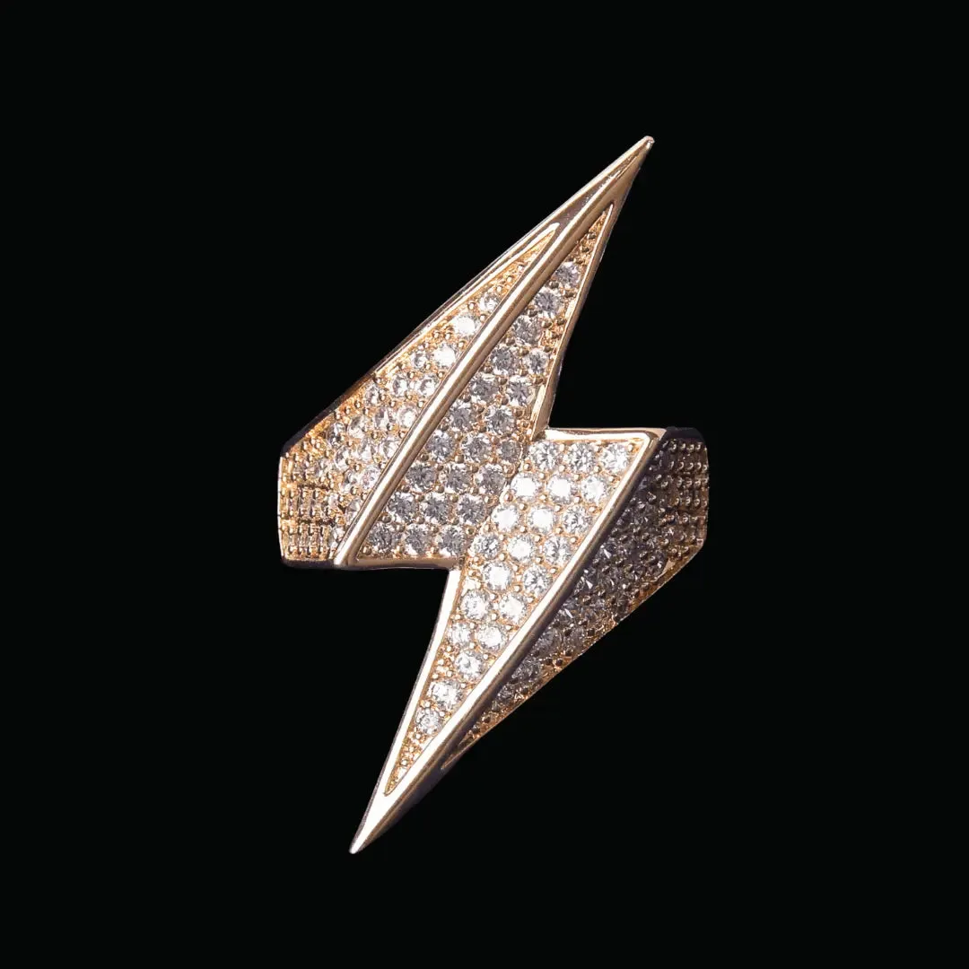 Lightning Sign Iced Out Ring