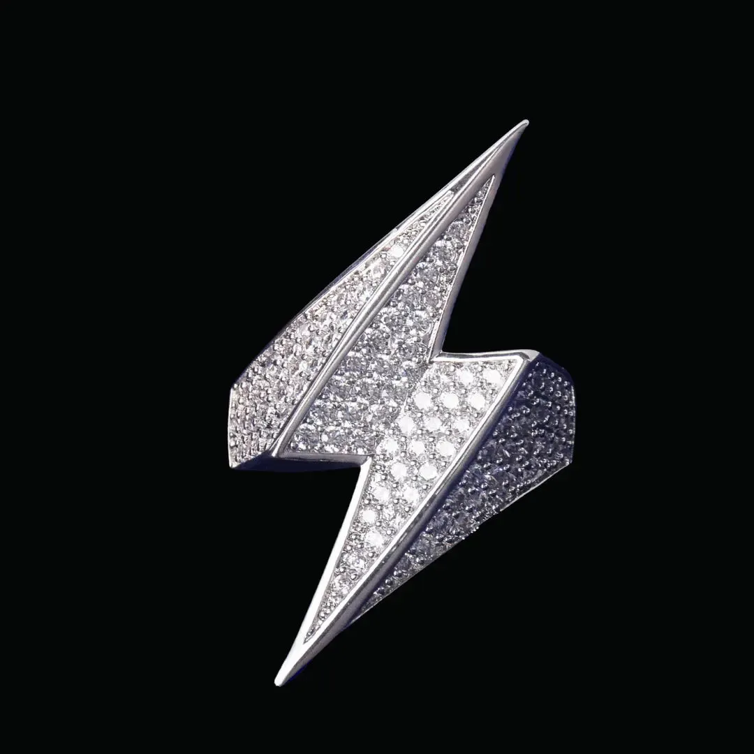 Lightning Sign Iced Out Ring