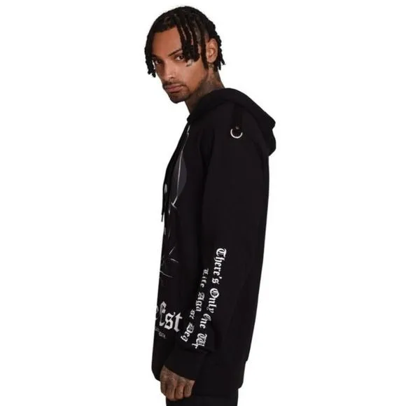 Mortate Est Pullover Hoodie | Black Soft Cotton