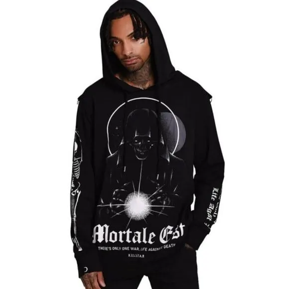 Mortate Est Pullover Hoodie | Black Soft Cotton