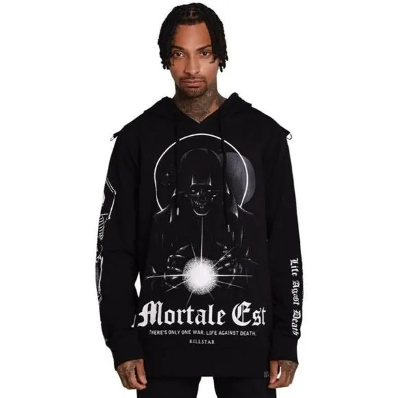 Mortate Est Pullover Hoodie | Black Soft Cotton